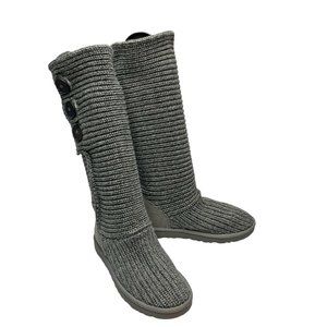 UGG Classic Knit Cardy 5819‎ Charcoal Grey Knit Tall Fold Over Boot